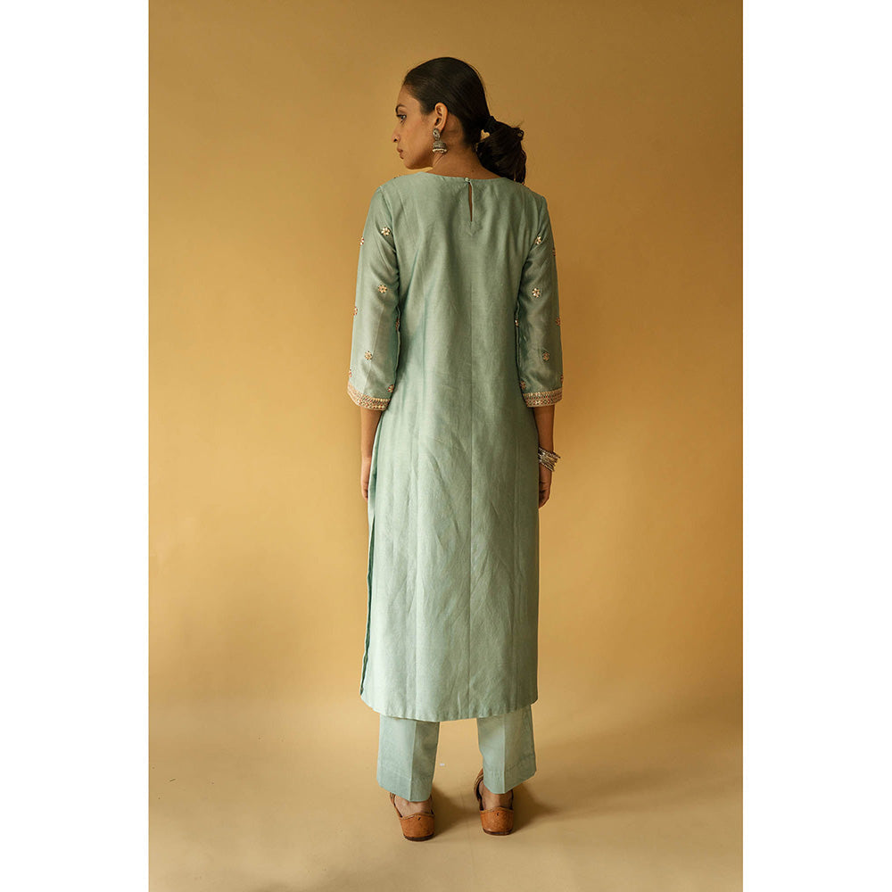 Apeksha Jain Label Blue Kurta with Pant and Dupatta (Set of 3)