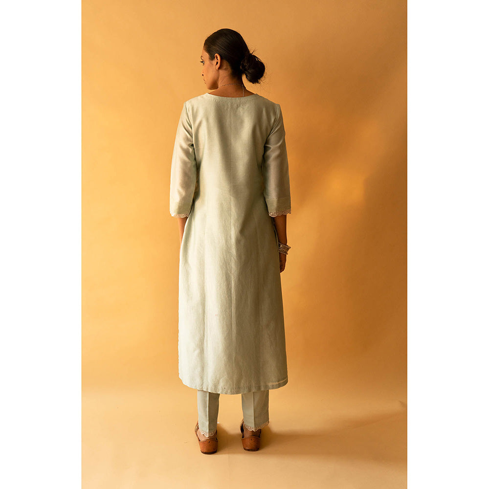Apeksha Jain Label Ice Green Kurta with Pant and Dupatta (Set of 3)