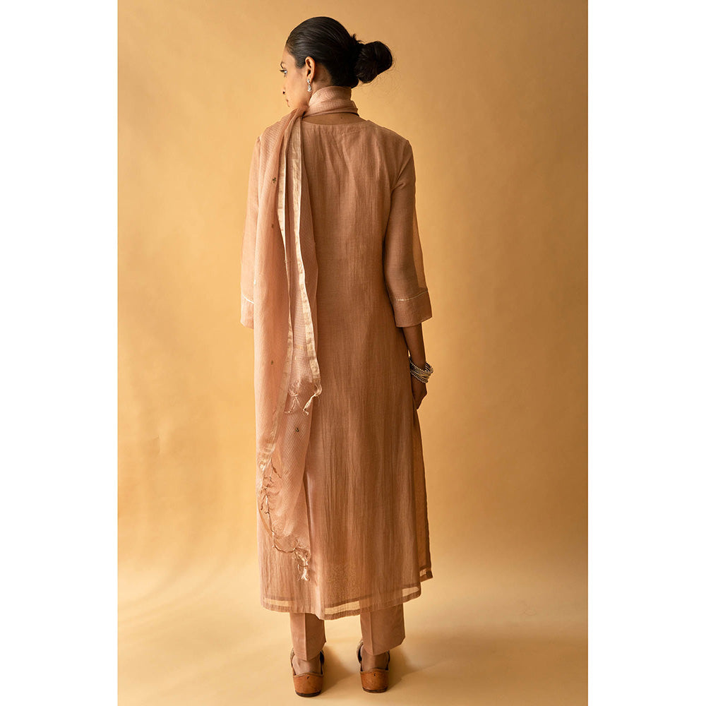 Apeksha Jain Label Peach Kurta with Pant and Dupatta (Set of 3)