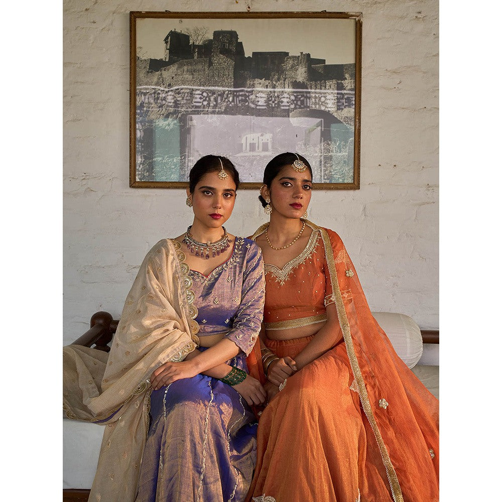 Apeksha Jain Label Purple Jamuni Lehenga with Blouse and Dupatta (Set of 3)