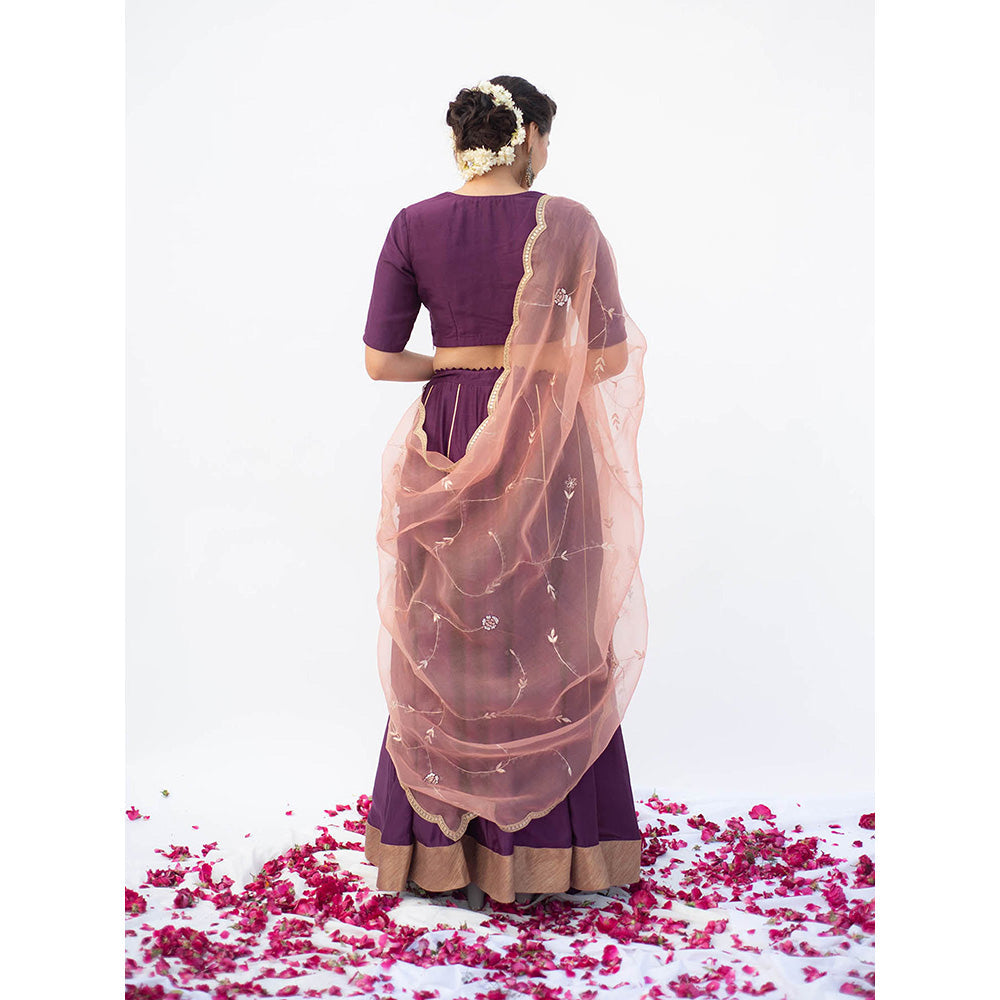 Apeksha Jain Label Purple Lehenga with Blouse and Dupatta (Set of 3)