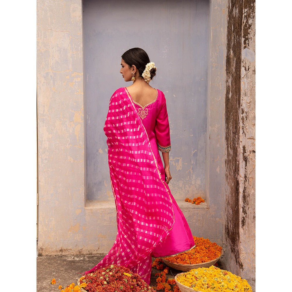 Apeksha Jain Label Pink Anarkali with Pant and Dupatta (Set of 3)