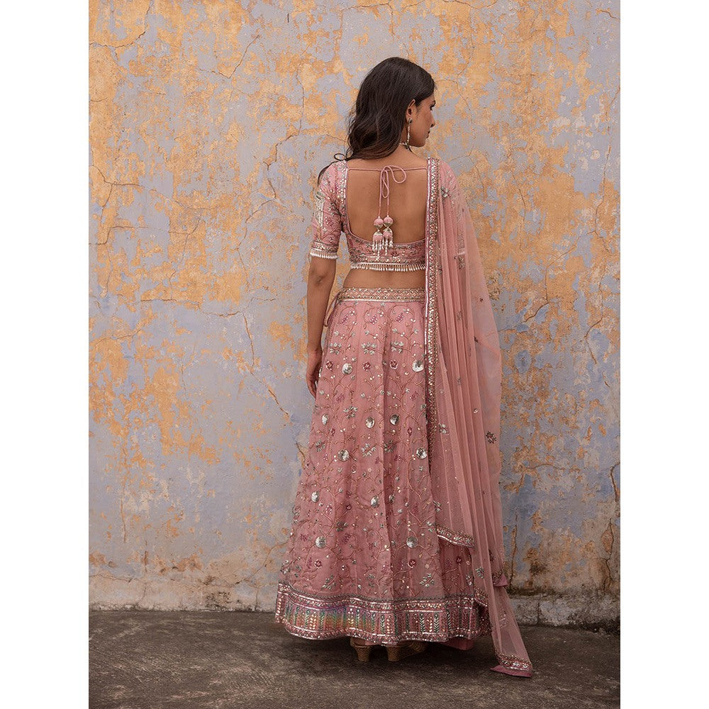 Apeksha Jain Label Onion Pink Lehenga with Blouse and Dupatta (Set of 3)