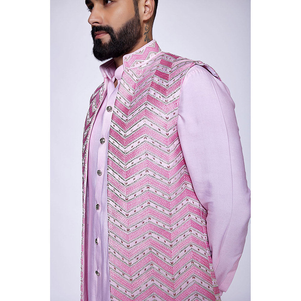 Arjun Kilachand Embroidered Open Long Bundi (Set of 3)