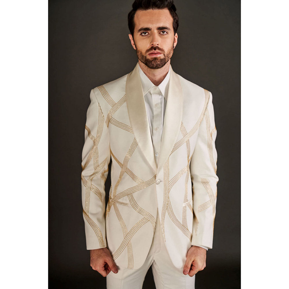 Arjun Kilachand Gold Cut Dana Embroidered Tuxedo (Set of 2)