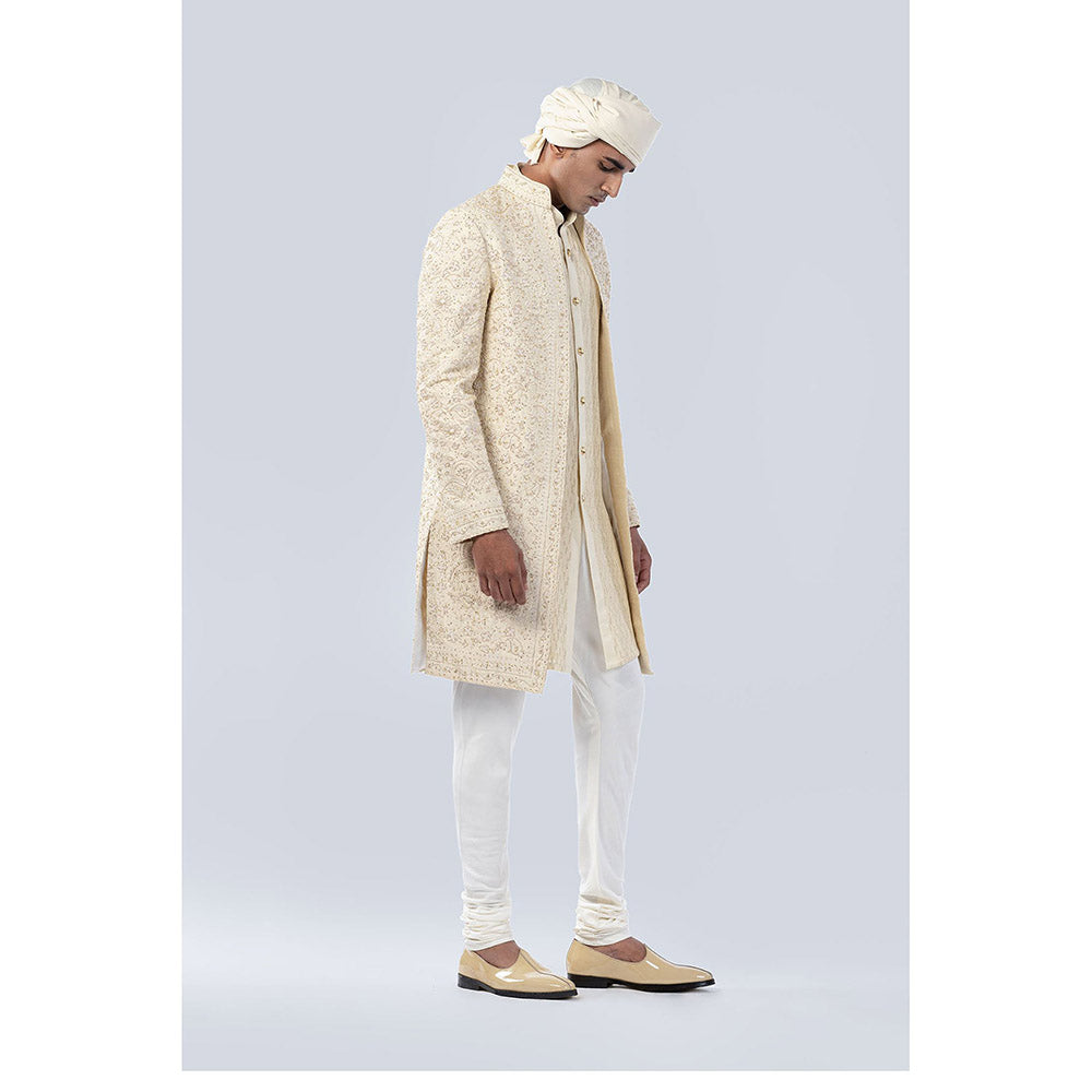 Arjun Kilachand All Over Zardozi Embroidered Open Sherwani (Set of 3)