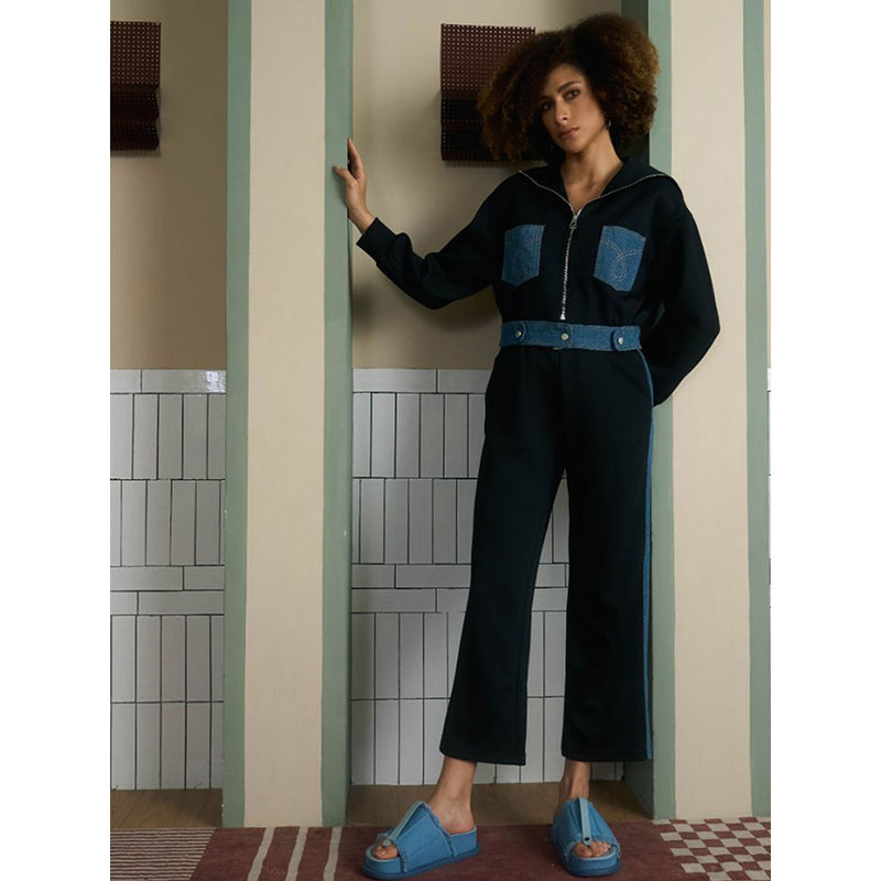 Aruni Black Jersey Denim Co-Ord (Set of 2)