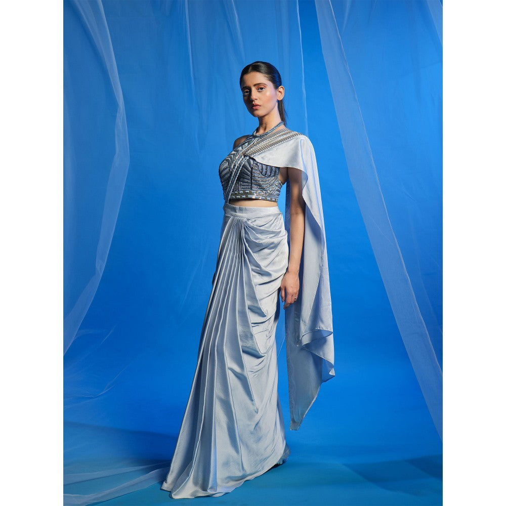 Asaaye Soft Trigger Draped Pre Drape Saree with Stitched Blouse