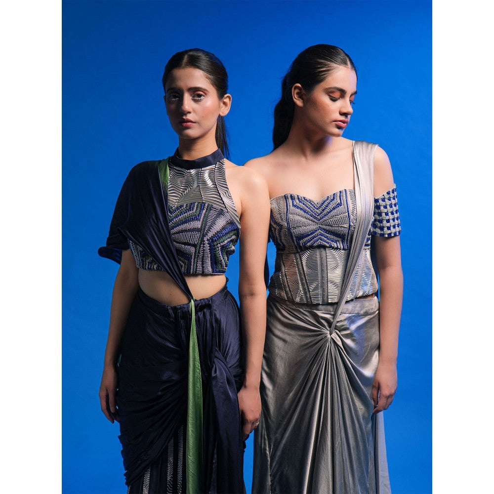 Asaaye Pause Draped Pre Drape Saree with Stitched Blouse