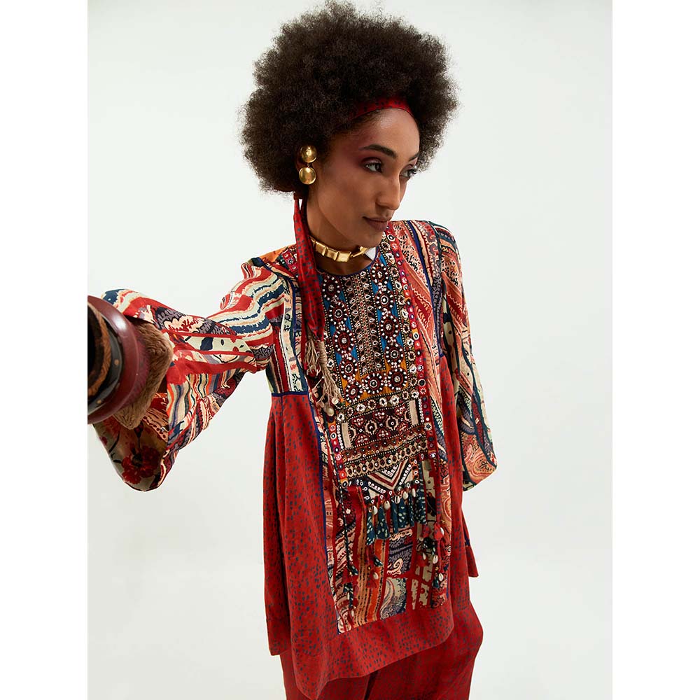 Aseem Kapoor Multi Colour Afghan Tunic with Dhoti (Set of 2)
