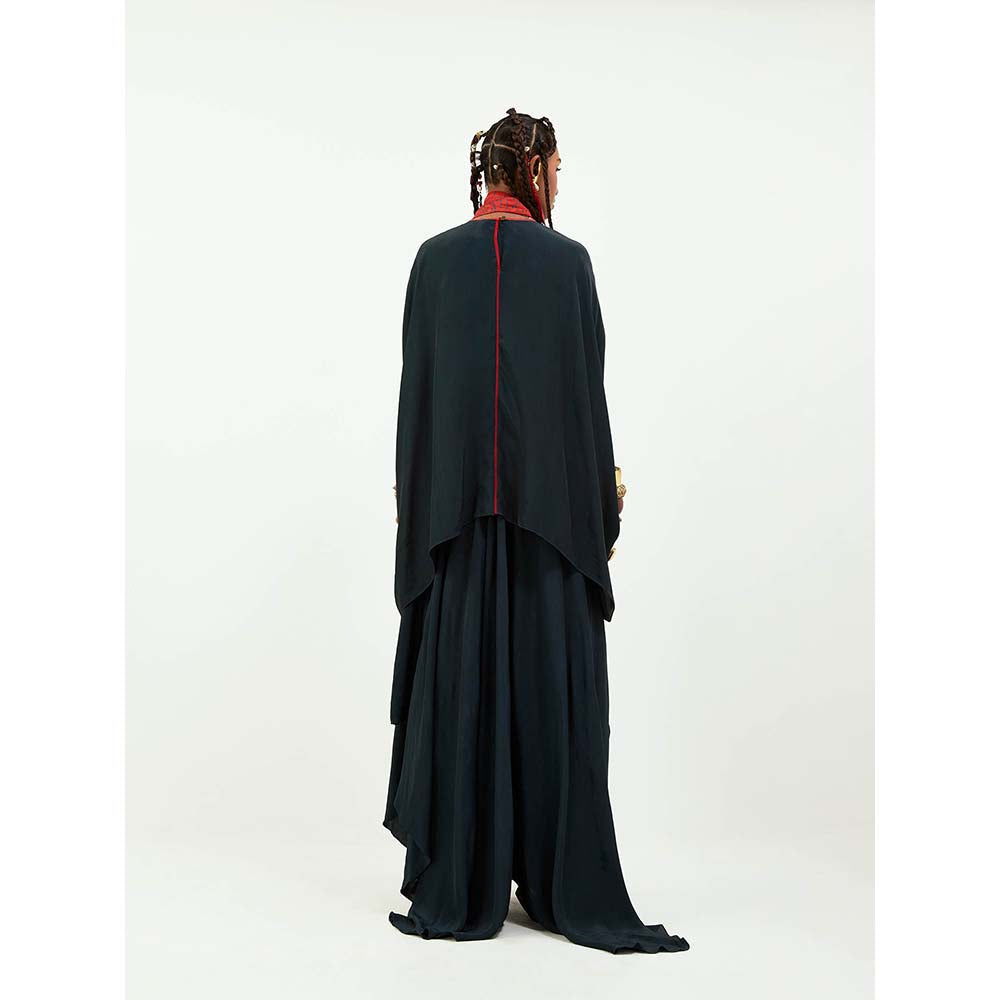 Aseem Kapoor Navy Blue Fiza Kaftan Tunic with Flared Pant (Set of 2)