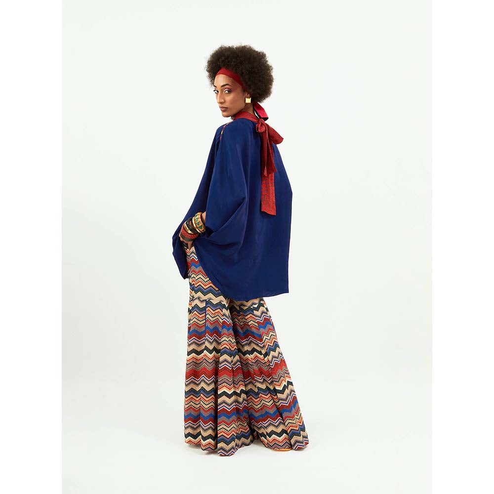 Aseem Kapoor Blue Ritu Kaftan Top with Sharara (Set of 2)