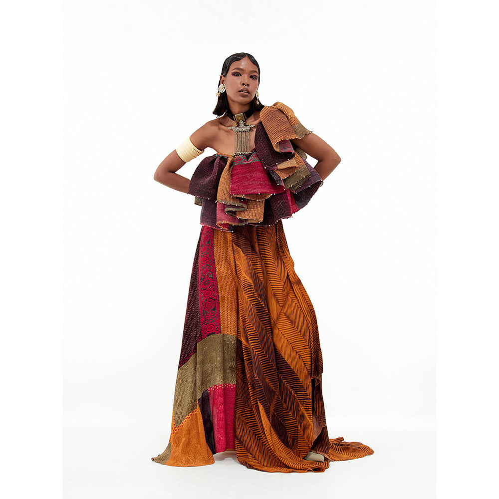 Aseem Kapoor Multi Colour Roxanna Ruffle Top with Skirt (Set of 2)