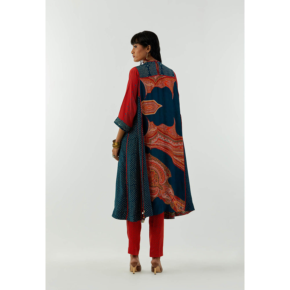 Aseem Kapoor Red Indra Kurta With Pant (Set of 2)