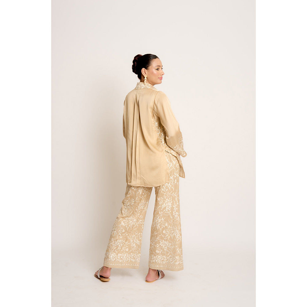 ASHTAR Beige Alaya Twin Co-ord (Set of 2)