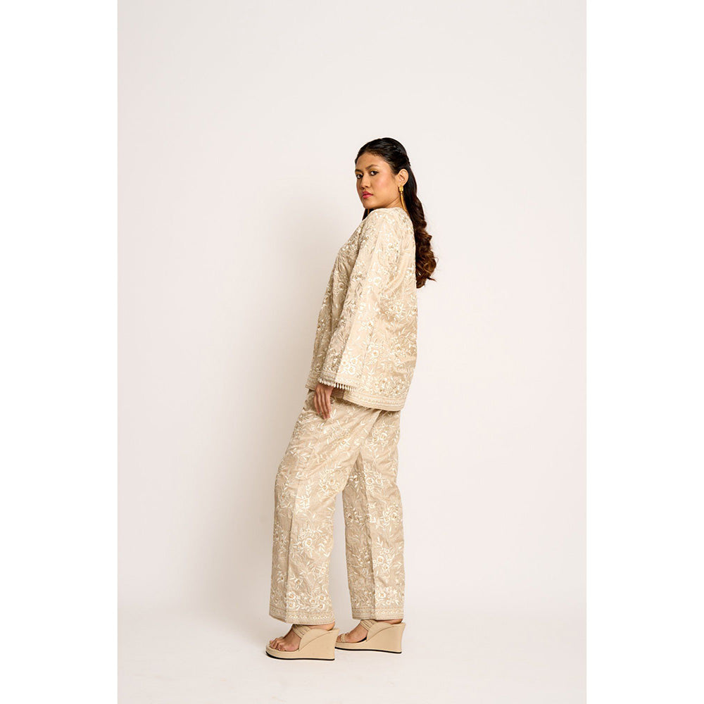 ASHTAR Beige Gulnaaz Co-ord (Set of 2)
