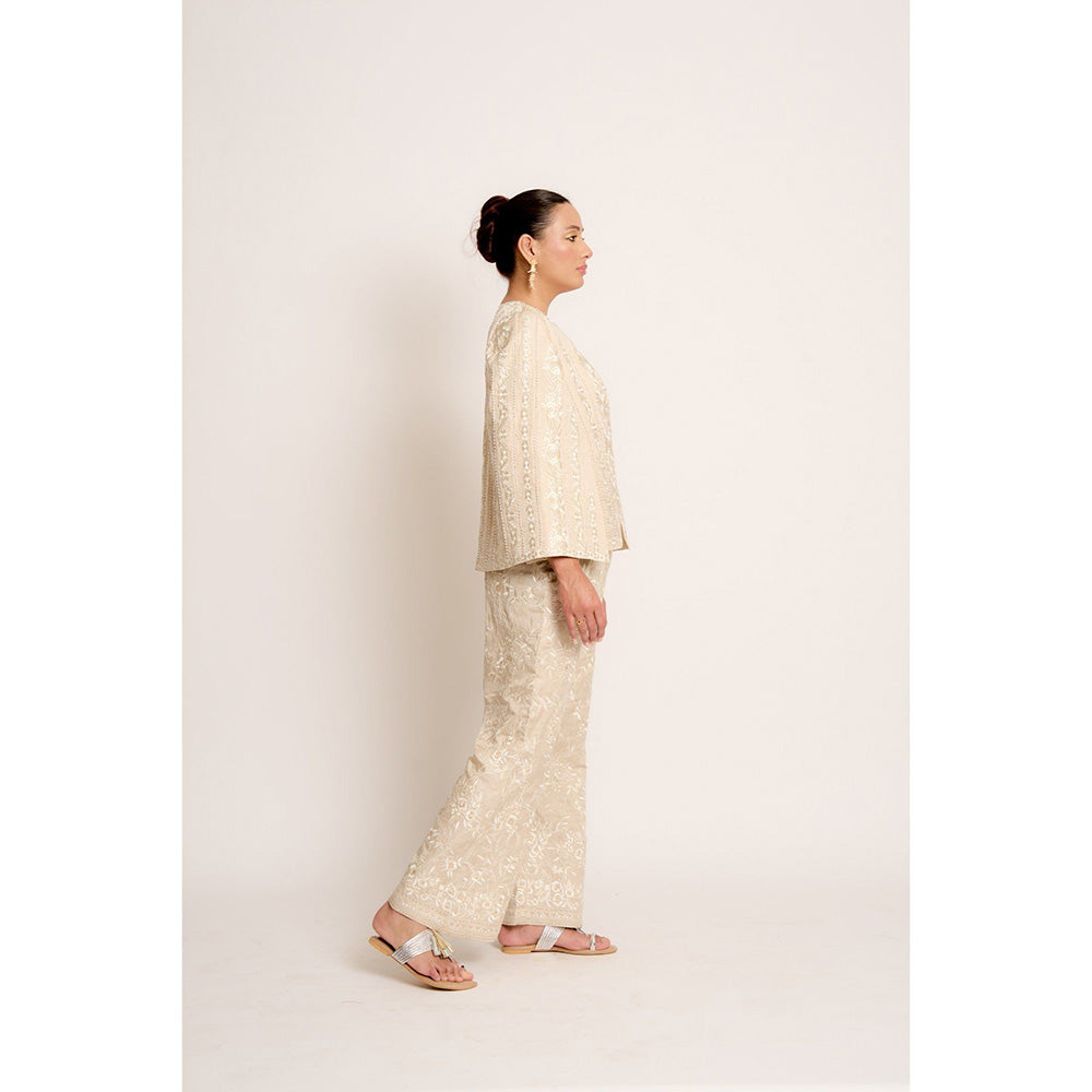 ASHTAR Beige Giro Cape And Pants Set (Set of 2)