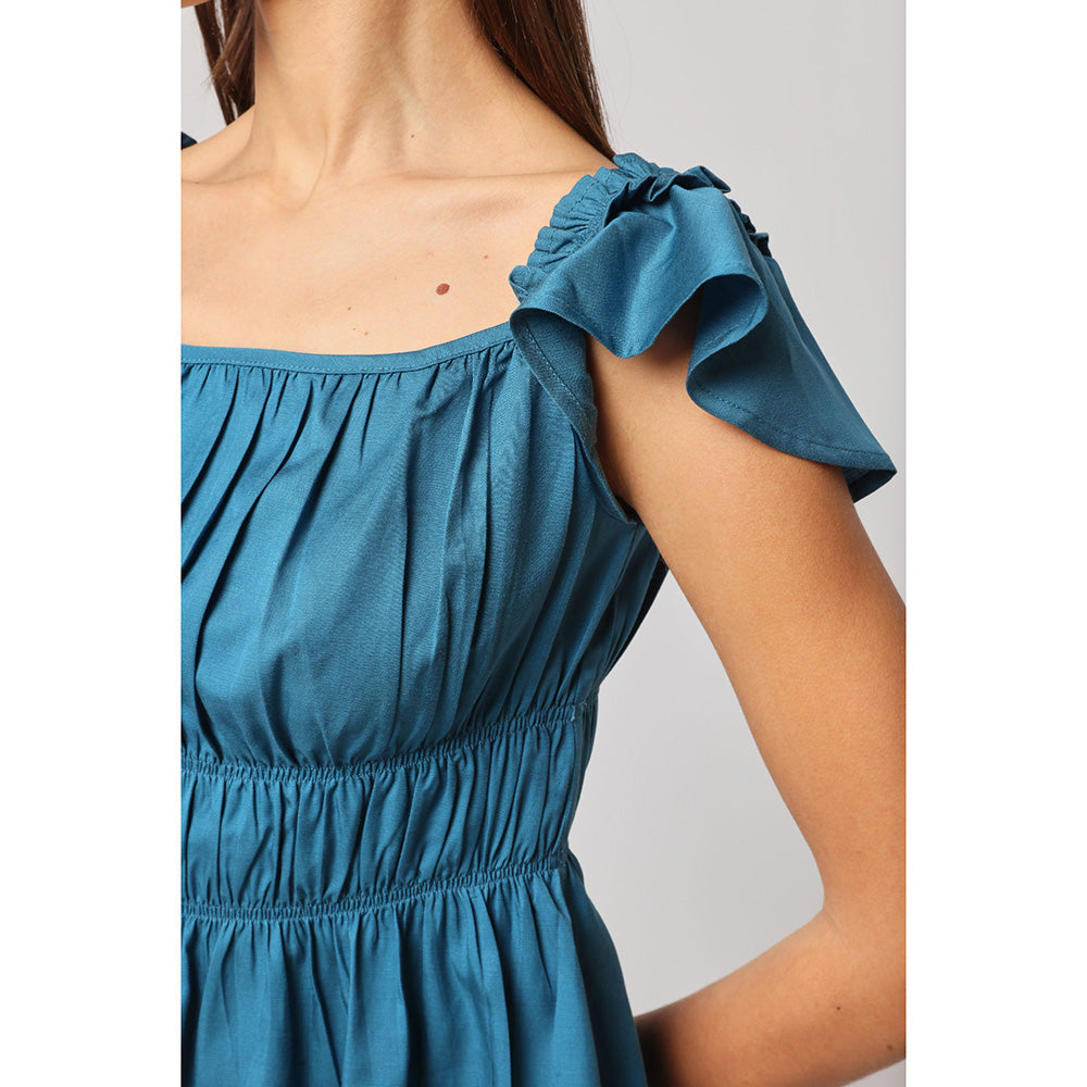 ASHITA FERNANDES Women Blue Premium Linen Blend Co-Ord (Set of 2)