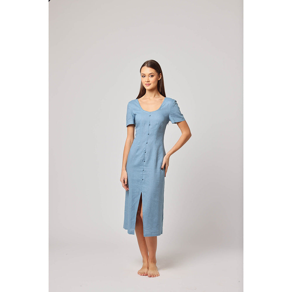 ASHITA FERNANDES Women Blue Linen Blend Dress