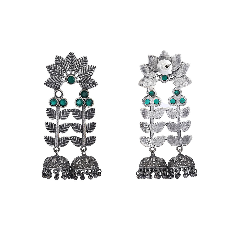 Auraa Trends Classic Oxidised Green Earrings For women