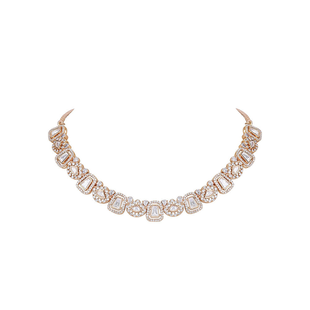 Auraa Trends 22KT Gold Plated Traditional Kundan Necklace Set for women