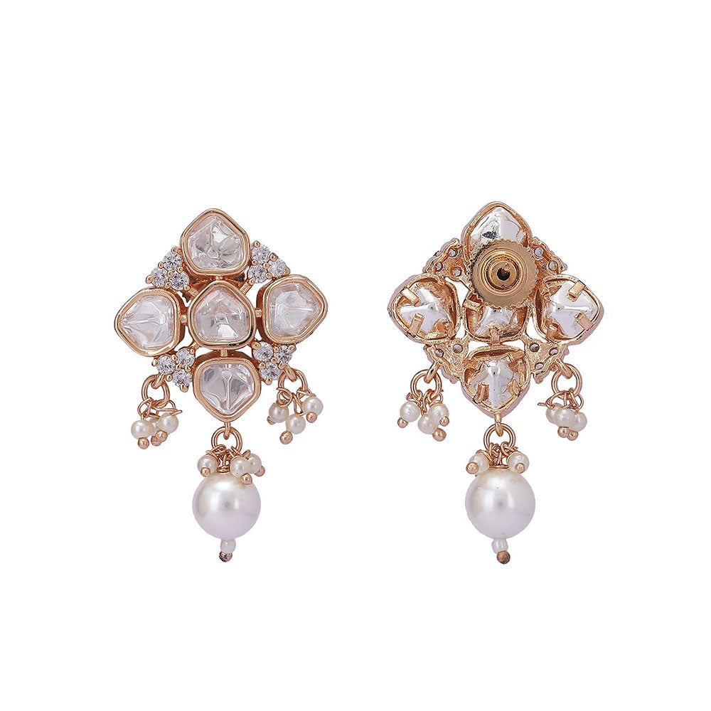 Auraa Trends 22K Gold Tone Kundan & Pearls Meenakari Jewellery Earring For Women