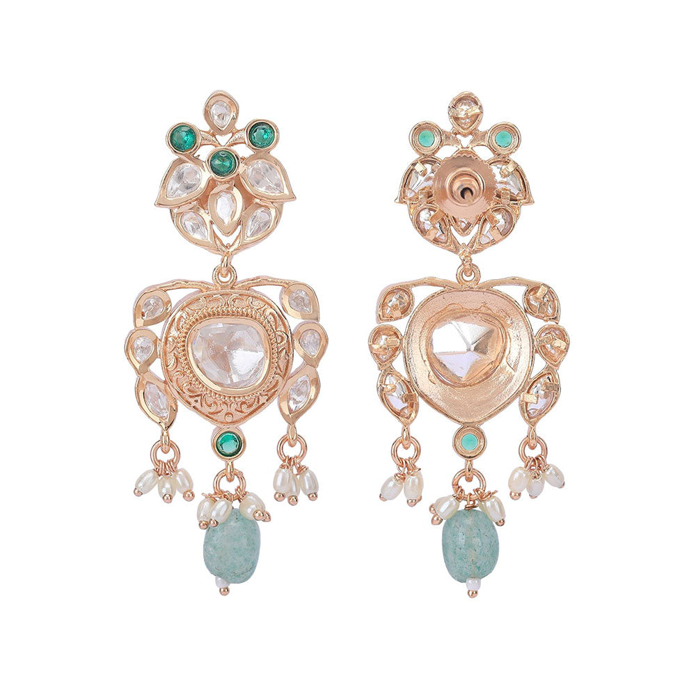 Auraa Trends Green Kundan Jade Glow Embellished Jewellery Set For Women