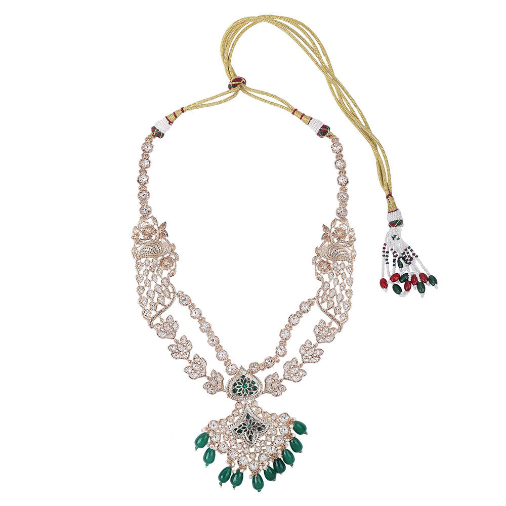 Auraa Trends 22Kt Gold Plated Kundan Green Jewellery Set