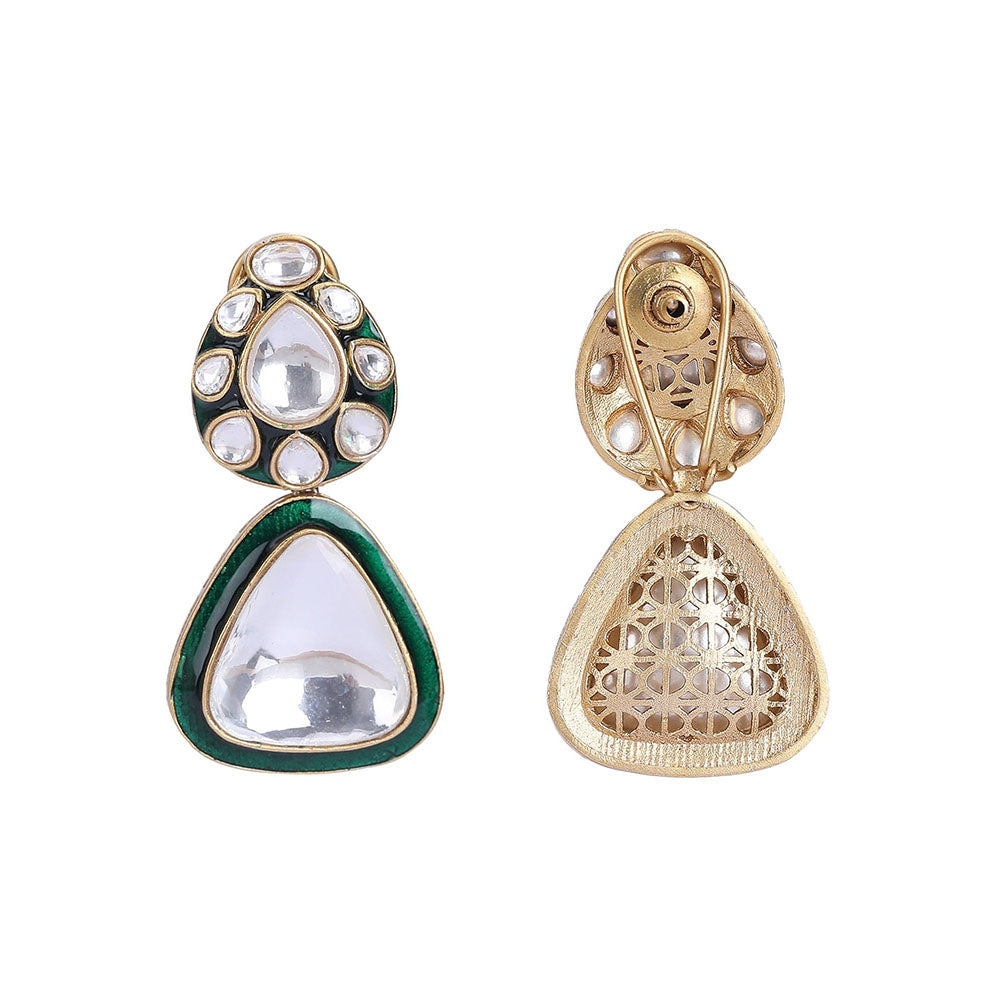 Auraa Trends Gold Finish Multi-Colour Kundan Polka & Beaded Jewellery Set