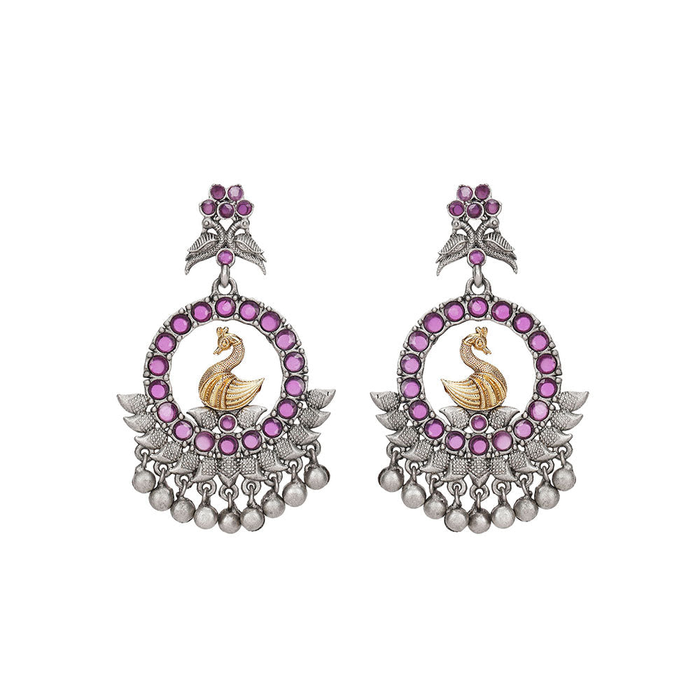 Auraa Trends Stone Studded Swan Design Drop Earring