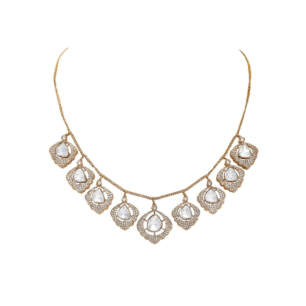 Auraa Trends Gold-Plated Ethnic Statement Necklace with Earrings