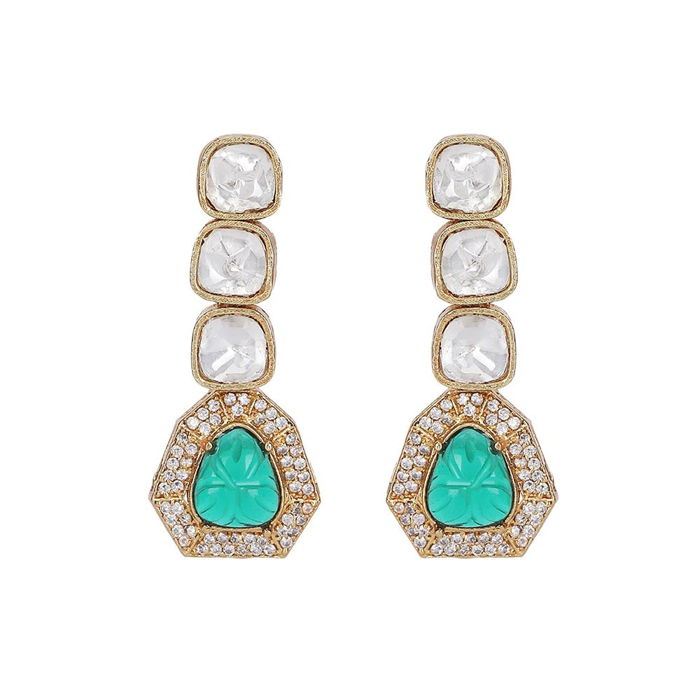 Auraa Trends Elegant Polki Ruby and Emerald Accents Necklace Set