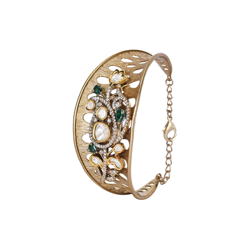 Auraa Trends Green Antique Gold-Plated Bracelet