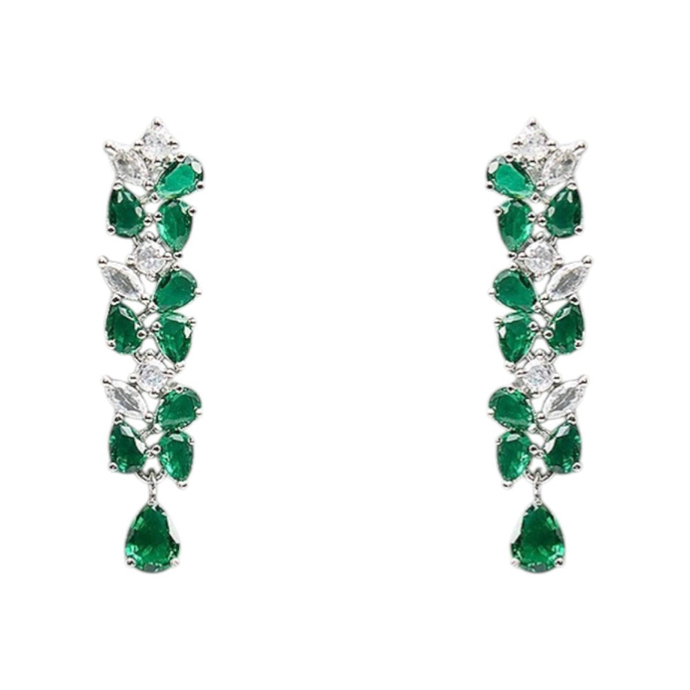Auraa Trends Elegant Green American Diamond Necklace Set
