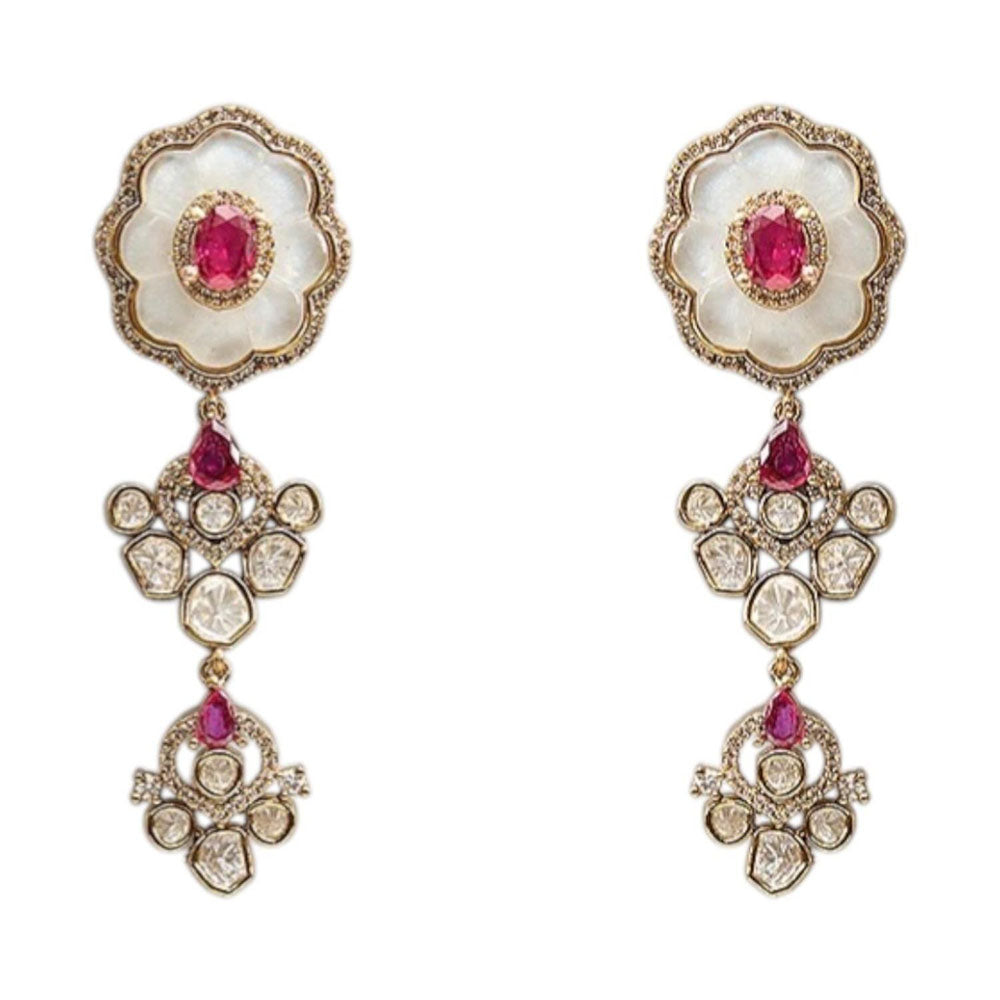 Auraa Trends Traditional Pink Kundan Stone Bridal Necklace Set