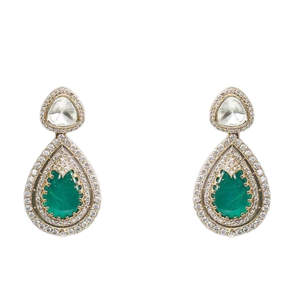 Auraa Trends Elegant Green Kundan Layered Jewellery Set