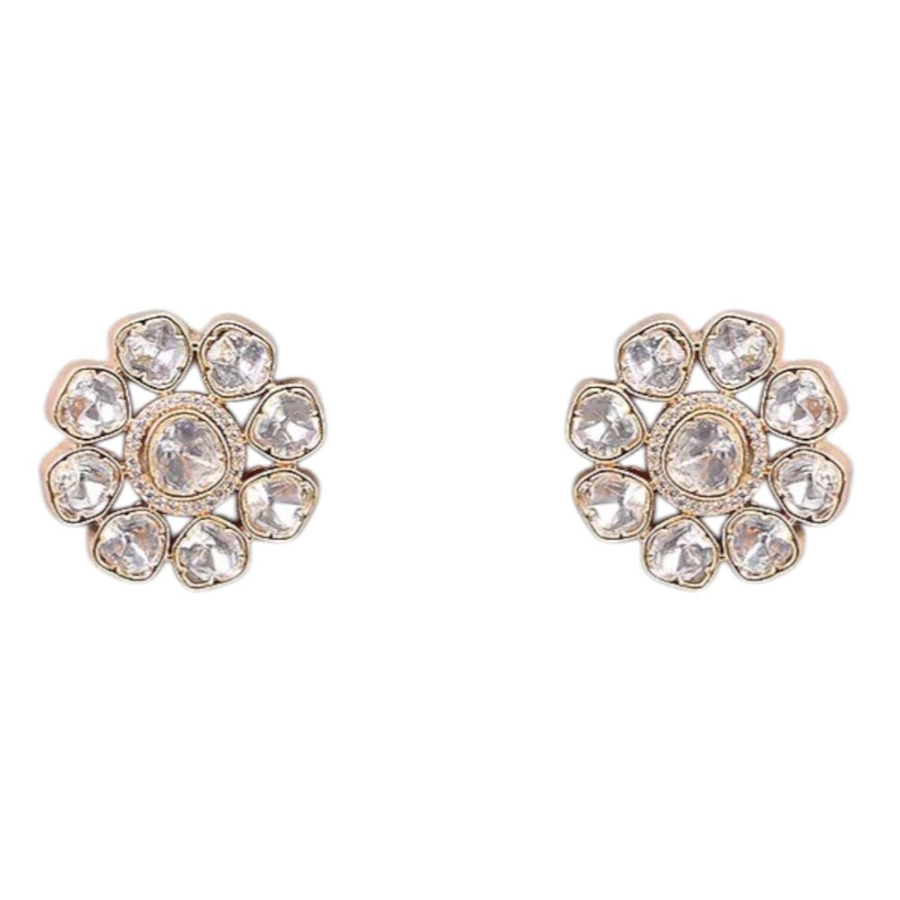 Auraa Trends White Floral Kundan Choker Necklace Set