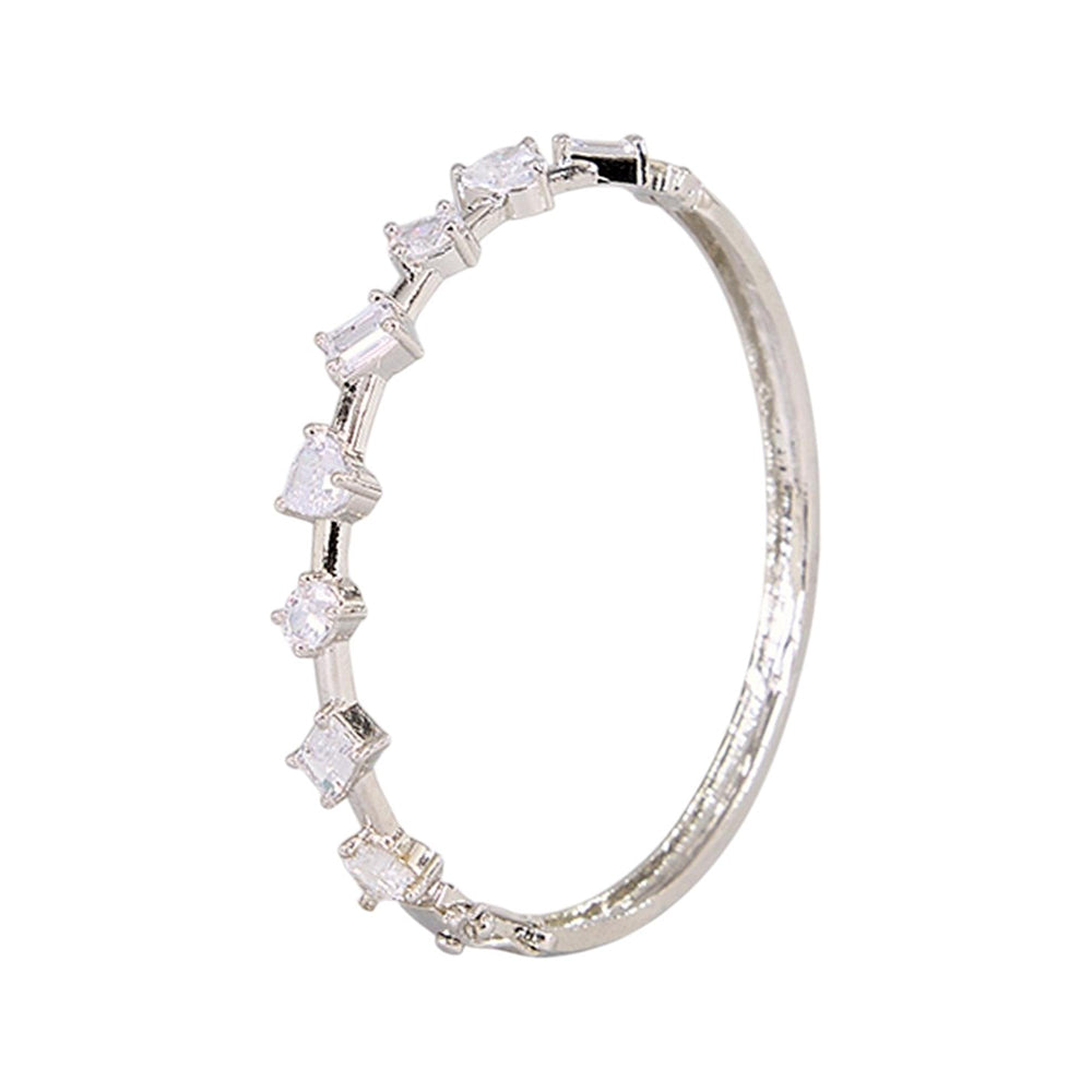 Auraa Trends Silver-Plated Cz Studded Bangle Style Bracelet