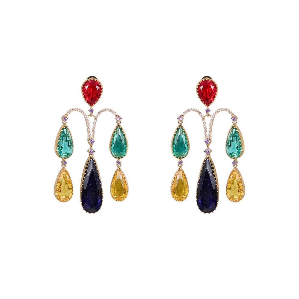 Auraa Trends Multi-Color Teardrop Dangler Earrings