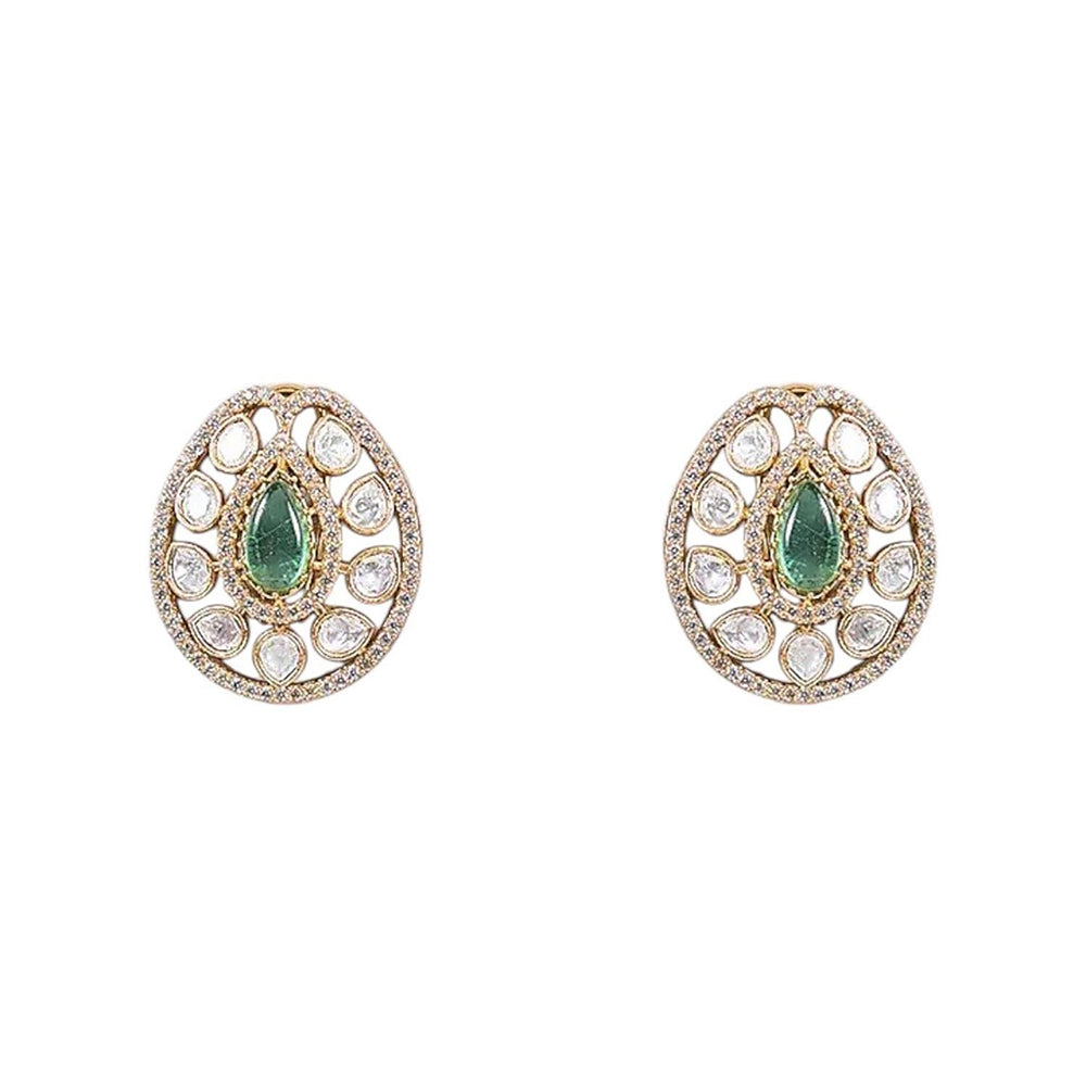 Auraa Trends Multi-Colour Kundan Choker Green Stone Jewellery Set