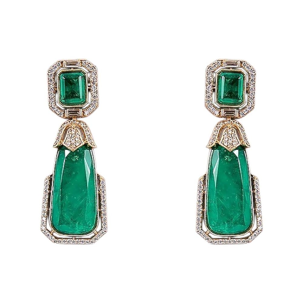 Auraa Trends Royal Green Stone Kundan Jewellery Set