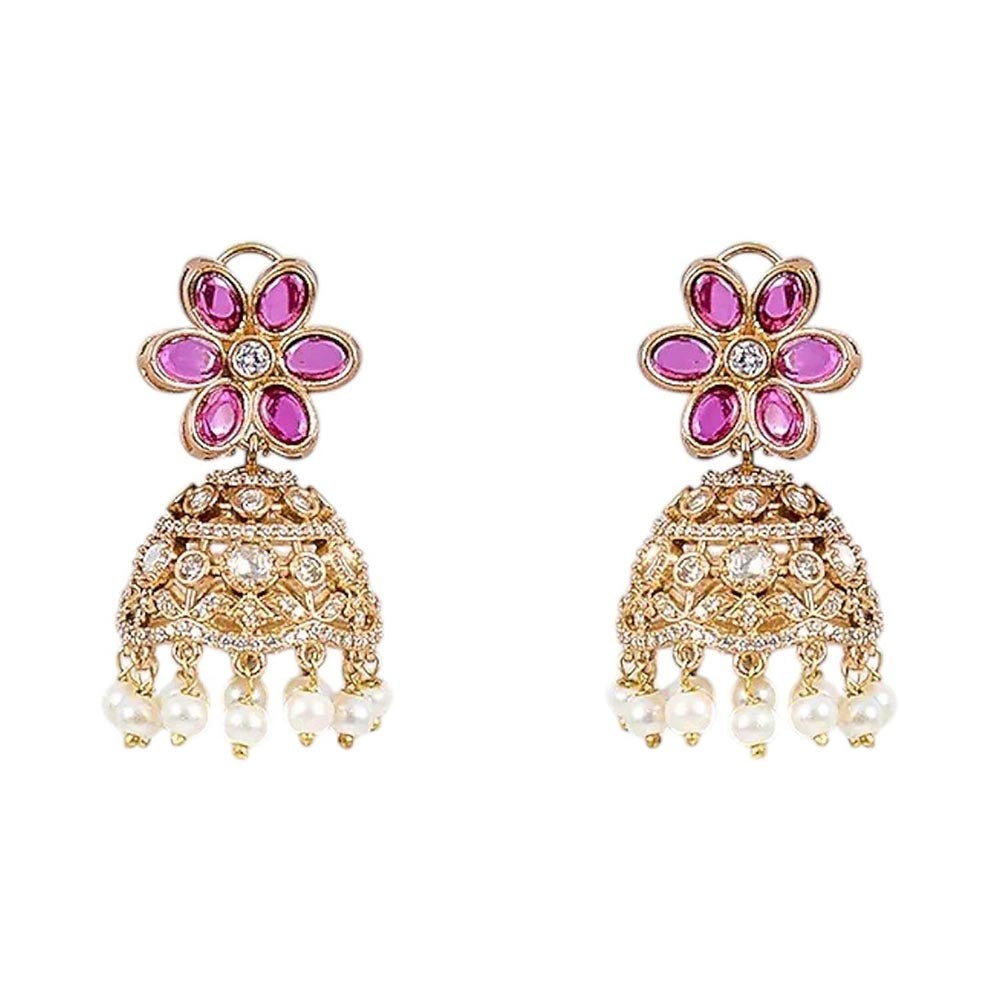 Auraa Trends Designer Ruby and Pearl Studded Kundan Choker Jewellery Set