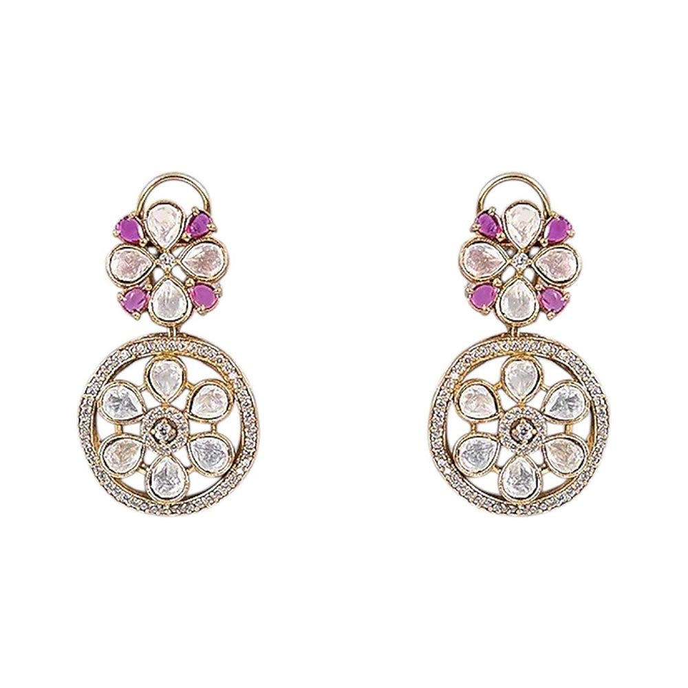 Auraa Trends Floral Kundan and Pink Stone Choker Jewellery Set