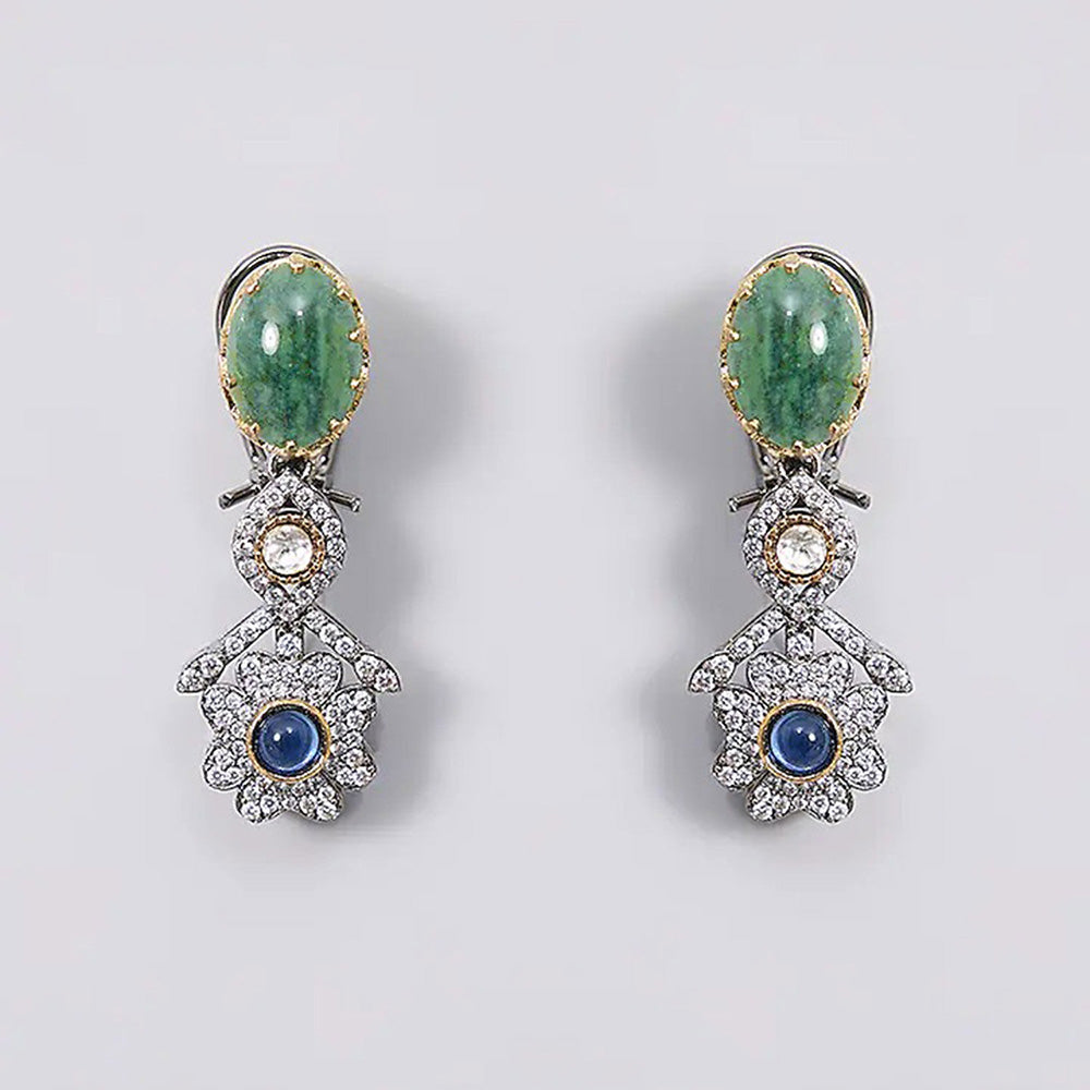 Auraa Trends Luxury Gold-Plated Multi-Colour Stones and Diamond Accents Jewellery Set