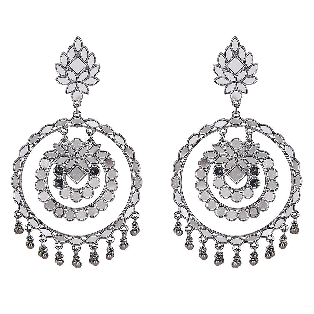 Auraa Trends Traditional Oxidized Mirror Work Earrings