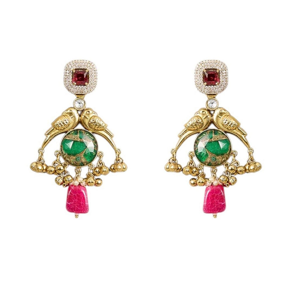 Auraa Trends Exquisite Green and Ruby Traditional Jewellery Set