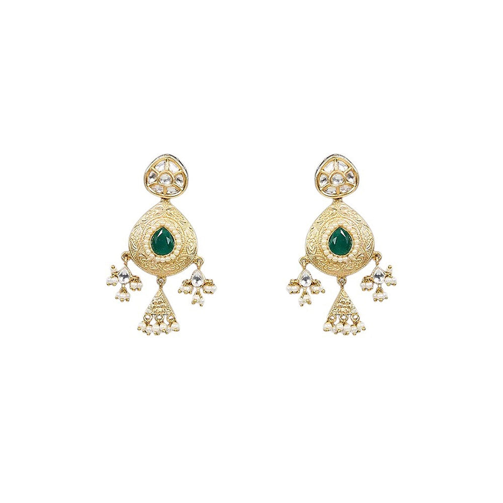 Auraa Trends Royal Gold-Plated Green Stone Bridal Jewellery Set