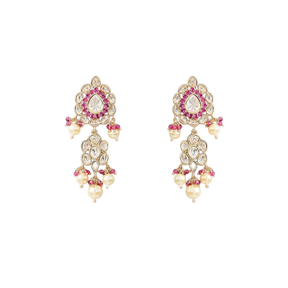 Auraa Trends Pink Bridal Kundan Choker Jewellery Set with Earrings
