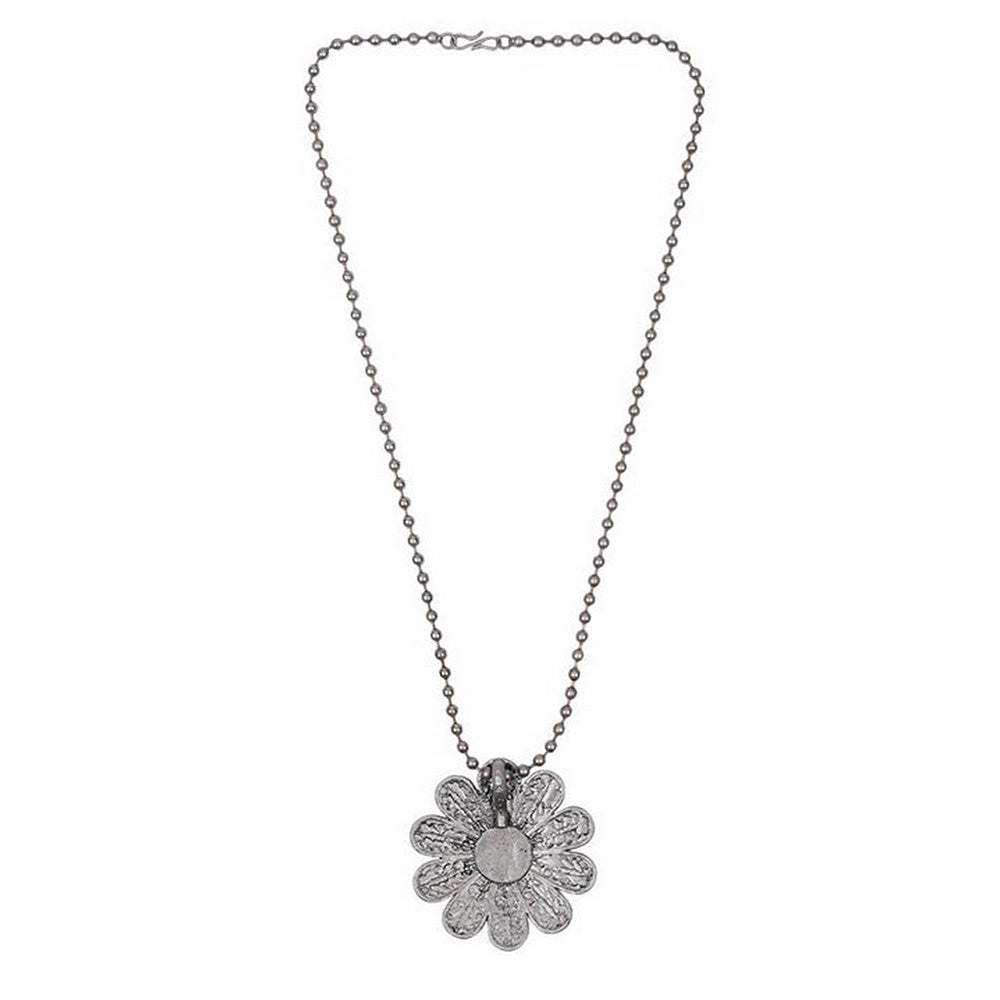 Auraa Trends Oxidised Silver Floral Pendant Necklace for Women