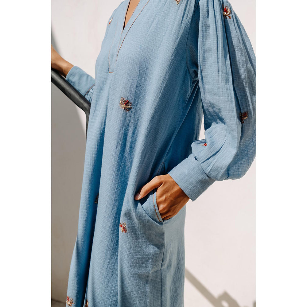 Auruhfy Marine Bliss Embroidered Dress